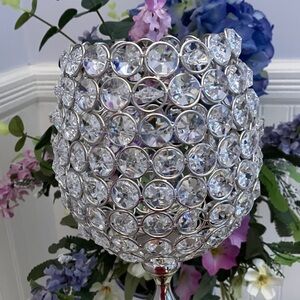 Nanette Lepore Silver Acrylic Crystal Candle/Voltive Holder/Centerpiece